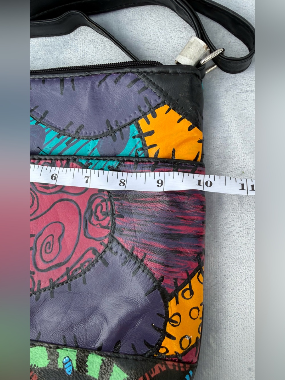 Hand painted the nightmare before Christmas - Halloween Patchwork Crossbody Bag - Picture 8 of 9